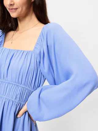 Long-Sleeve Square-Neck Mini Dress | Old Navy (US)