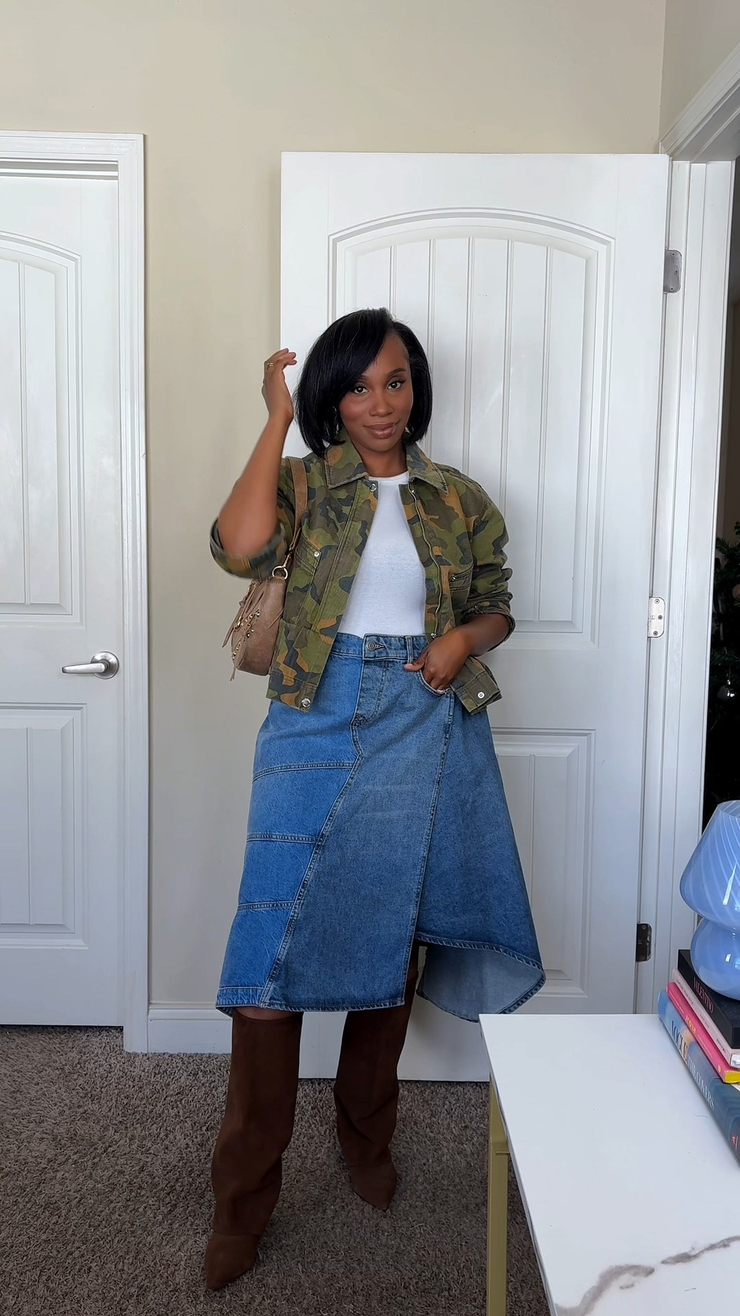 A denim skirt and boots for Winter 

#LTKSaleAlert #LTKMidsize #LTKFindsUnder100