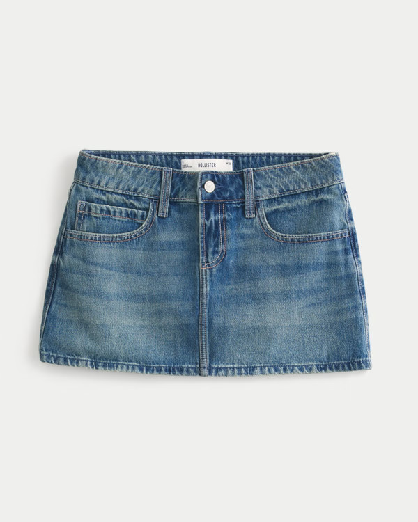 Women's Medium Wash Embroidered Denim Mini Skort | Women's Bottoms | HollisterCo.com | Hollister (UK)