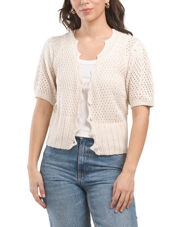 Short Sleeve Open Knit Cardigan | TJ Maxx