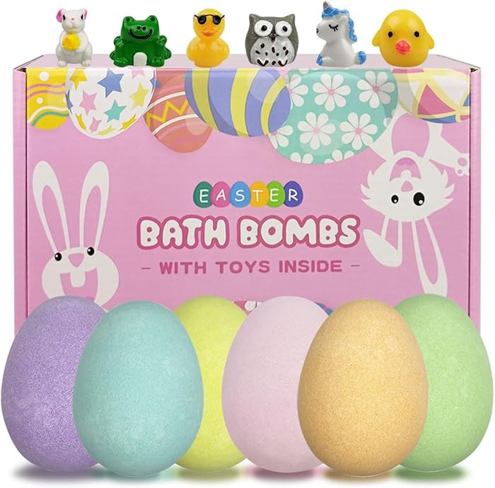 Anditoy 6 Pack Easter Bath Bombs with Easter Surprise Toys Inside for Kids Girls Boys Easter Bask... | Amazon (US)
