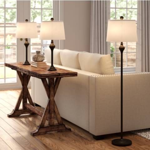Mason Bronze Floor and Table Lamp Set of 3 | LampsPlus.com