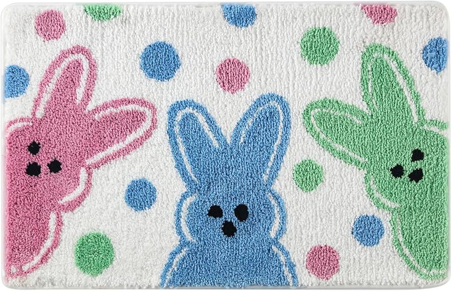 Easter Peeps Bunny Bathroom Rug 16x24 Inch, Spring Soft and Absorbent Tufted Easter Bath Mat Non ... | Amazon (US)