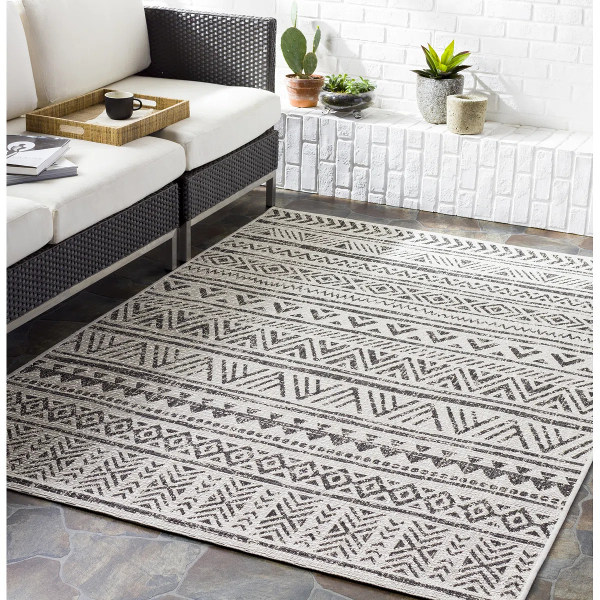 Landyon Machine Woven Stain Resistant Indoor / Outdoor Area Rug | Wayfair North America