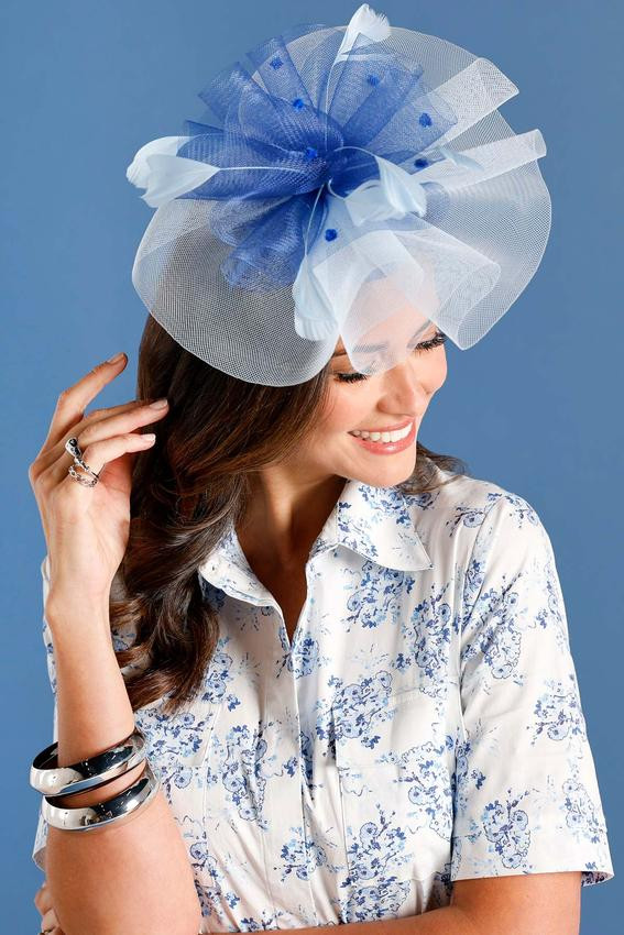 Two Tone Blue Feather Fascinator | Cato Fashions