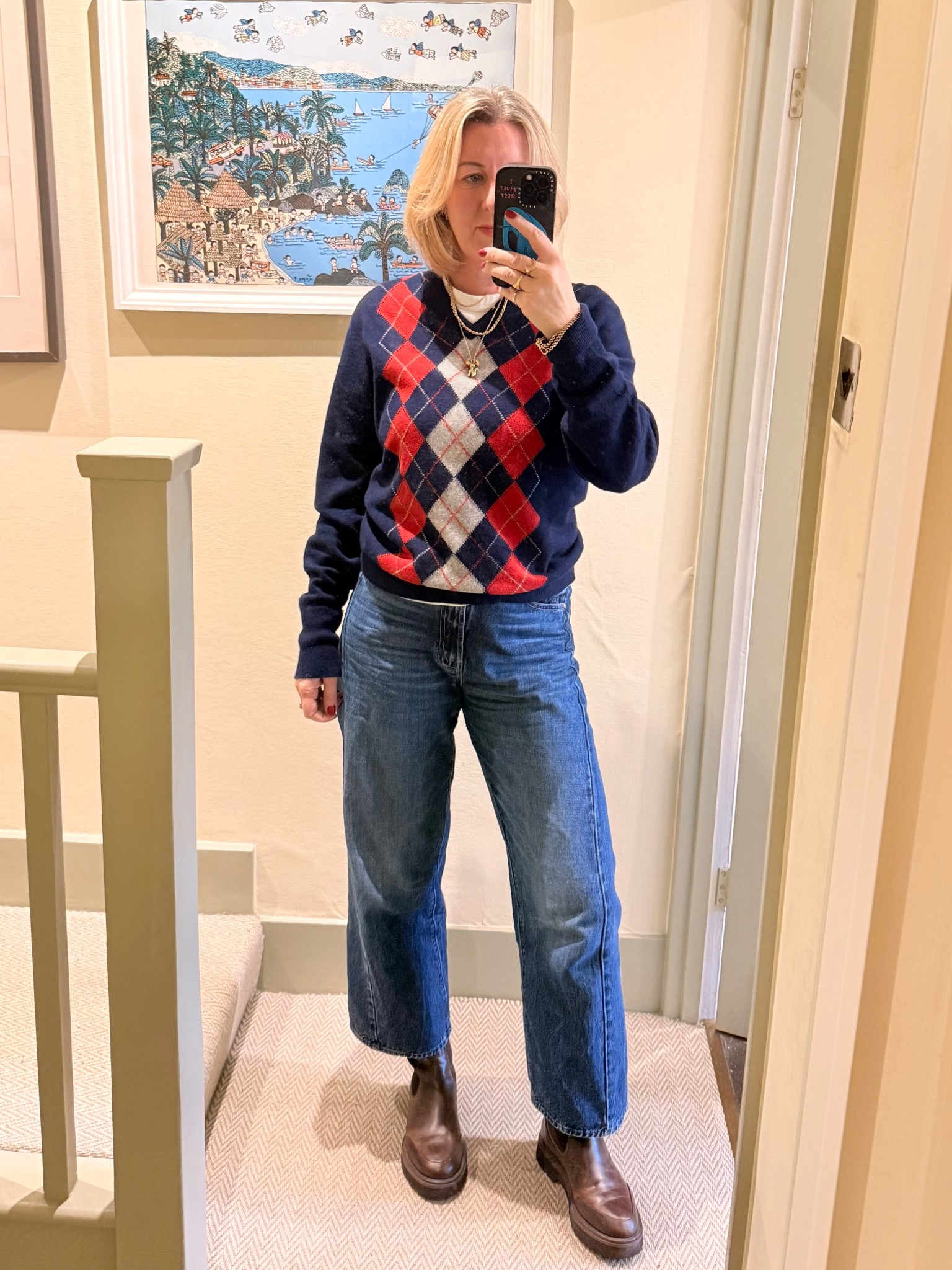 Vintage jumper I got on Vinted with Mother Jeans and those John Lewis boots 

#LTKover50style #LTKwinter #LTKuk