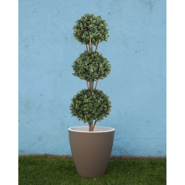 4.6ft Artificial Topiary Tree,Fake Trees for Outdoor and Indoor Decor,Faux Boxwood 3 Balls Topiar... | Walmart (US)