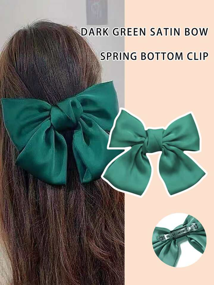 1st 7,87 inch, damesstrik, groen satijn grote haarspeld, voor elke dag | SHEIN