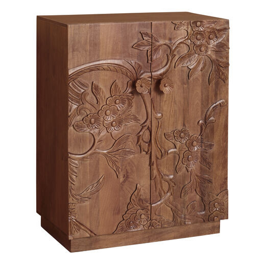 CRAFT Zian Small Carved Wood Floral Storage Cabinet by World Market | World Market