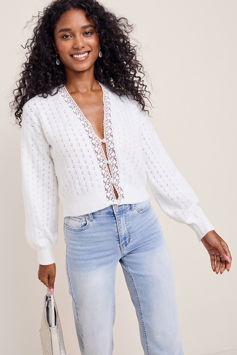 Anne Lace Trim Cardigan | Francesca's