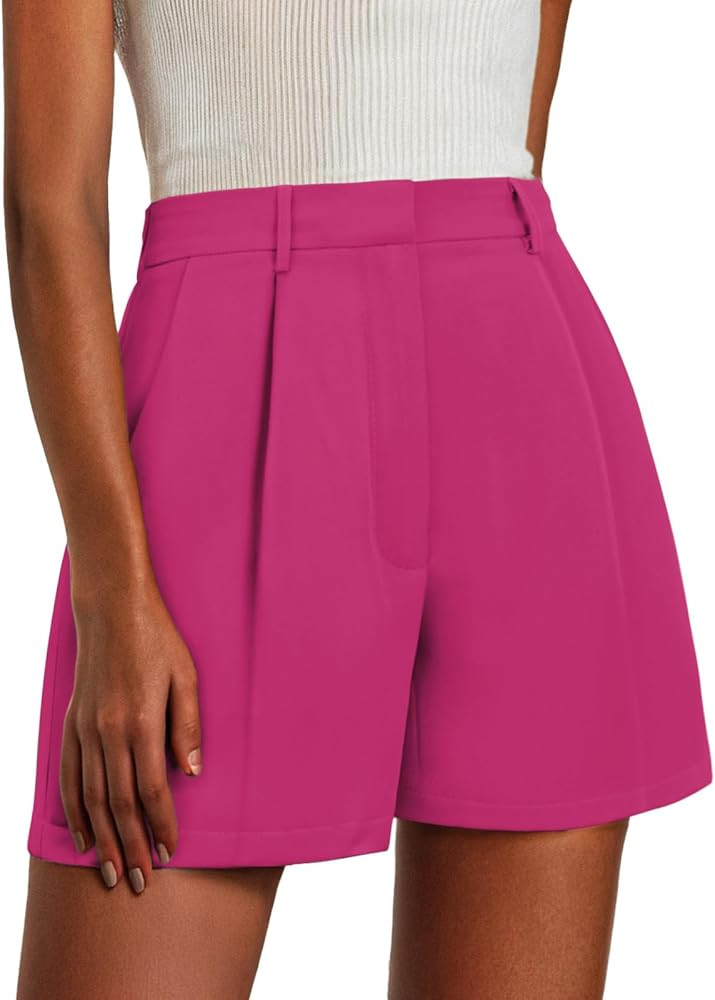 Feiersi Womens Shorts Dressy Casual Elastic Waisted Tailored Work Shorts with Pockets | Amazon (US)