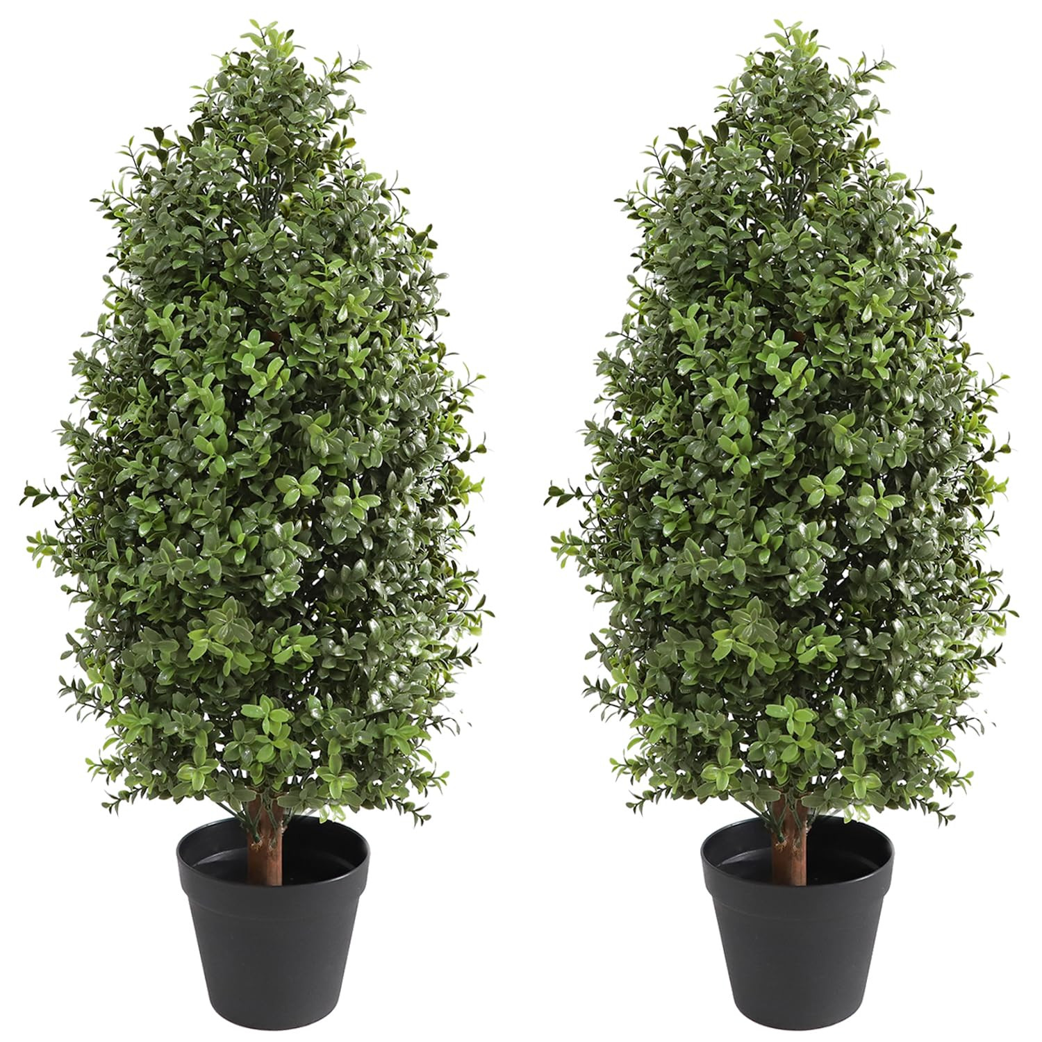 30" Tall Artificial Boxwood Topiary, 2 Pcs Outdoor Ready Artificial Boxwood Topiaries Trees, Natu... | Amazon (US)