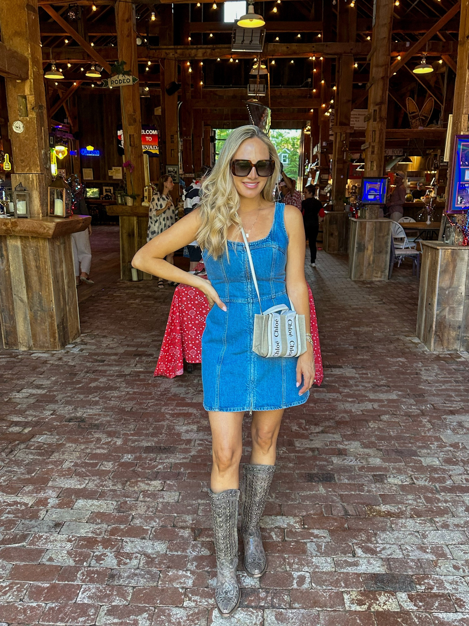 Barn look for Fourth of July. Wearing a size medium is denim dress.
Country concert outfit

#LTKunder100 #LTKsalealert #LTKFind