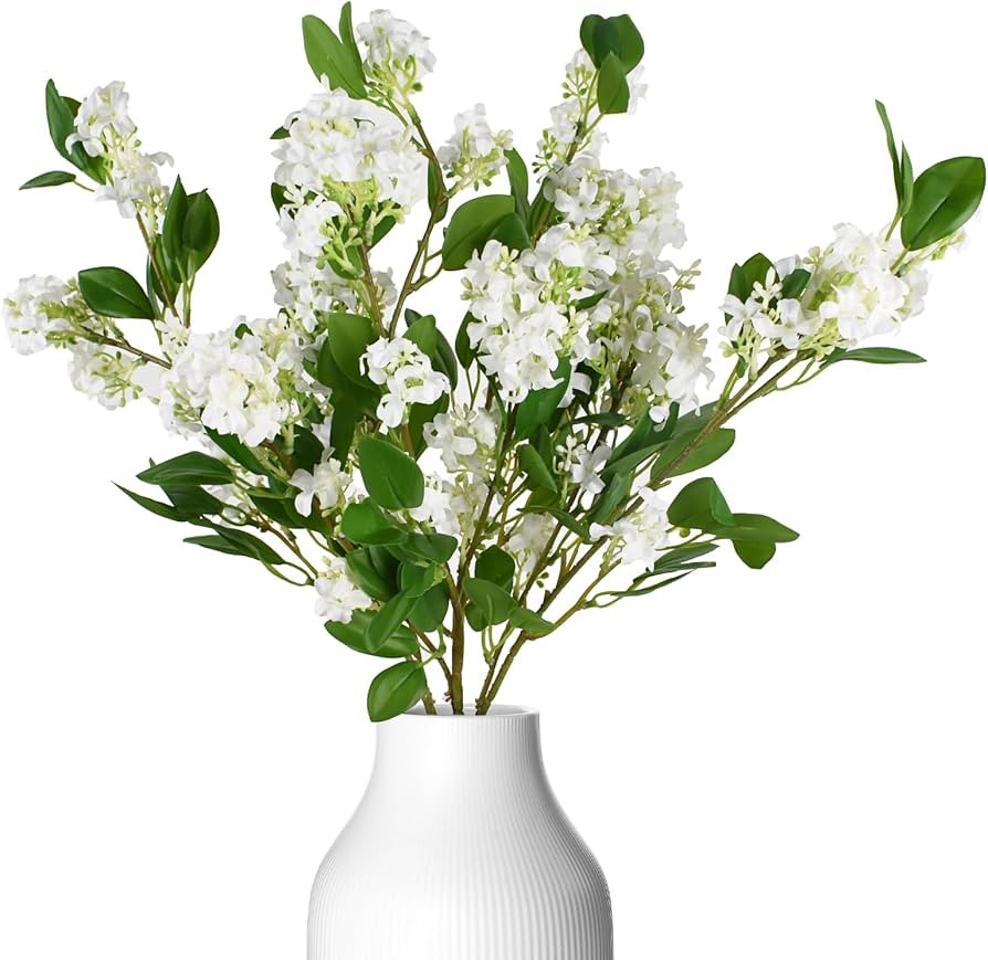 Hanycon 4PCS 30” Artificial Lilac Flowers with Long stem Faux Silk Flowers for Wedding Bridal B... | Amazon (US)