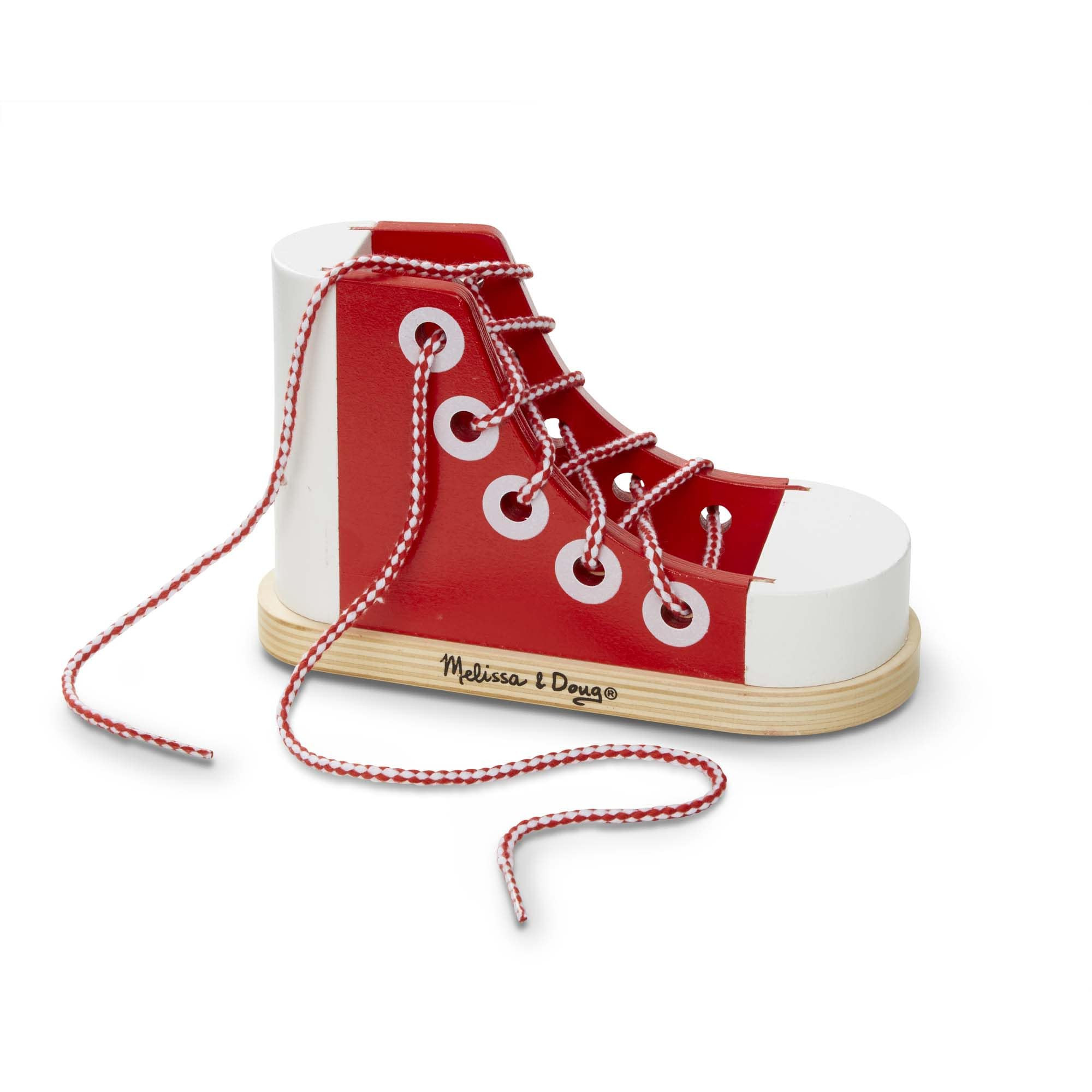 Melissa & Doug Deluxe Wood Lacing Sneaker - Learn to Tie a Shoe Educational Toy - Shoe Tying Prac... | Amazon (US)