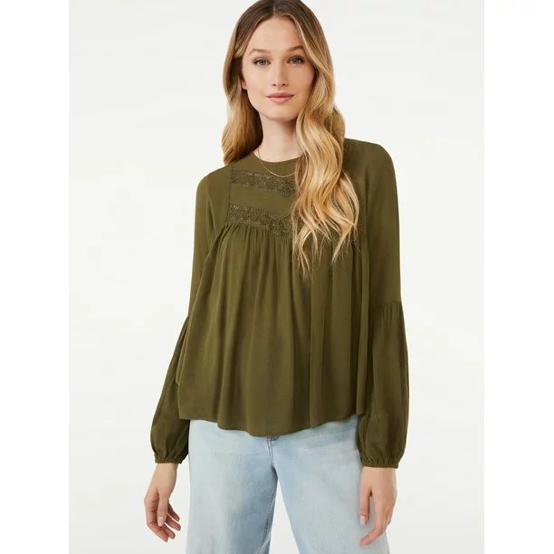 Scoop - Scoop Women's Blouson Sleeve Top - Walmart.com | Walmart (US)