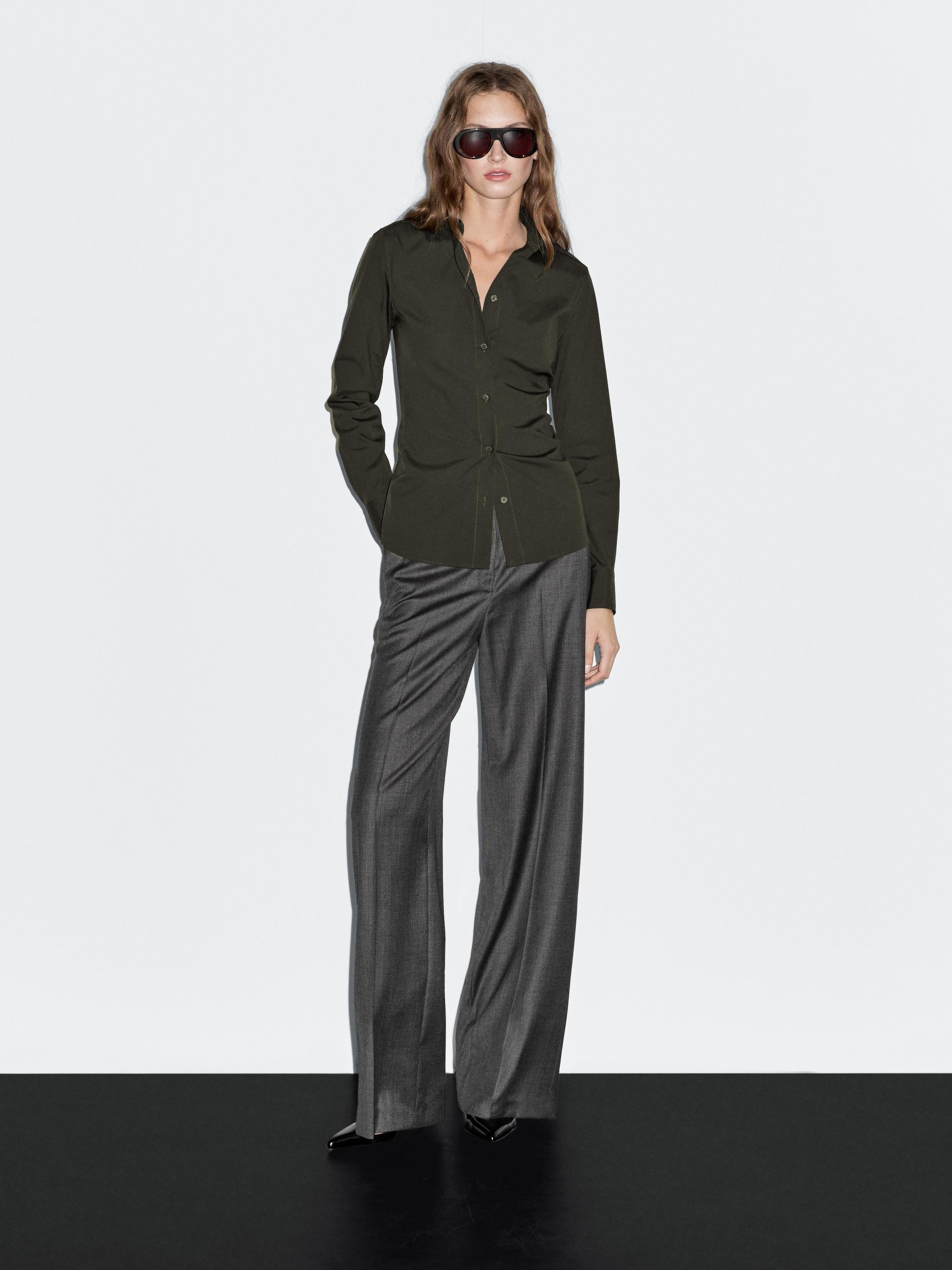 Cotton blend stretch shirt | Massimo Dutti UK