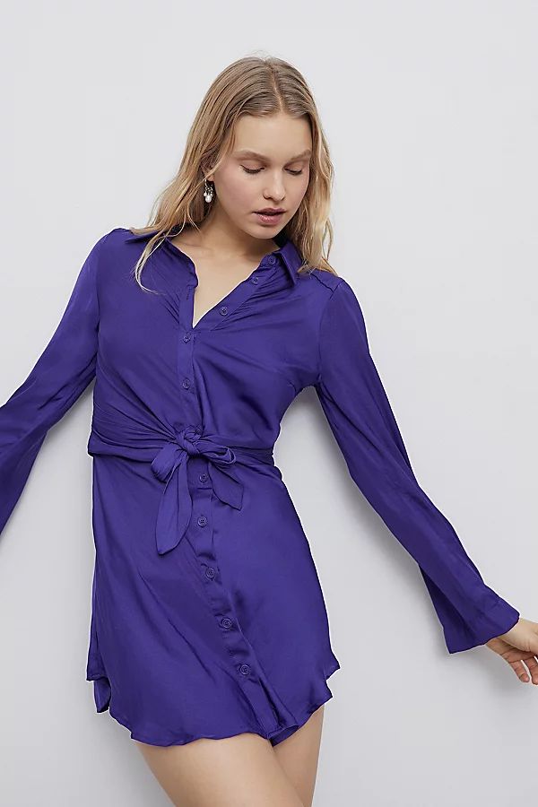 UO Alicia Tie-Front Shirt Dress | Urban Outfitters (US and RoW)