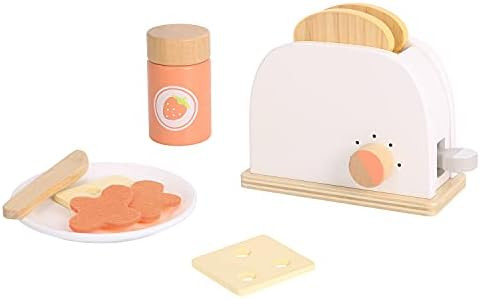 TOOKYLAND Wooden Pop Up Toaster Play Set, Play Toaster for Kid Kitchen, Wooden Play Kitchen Set with | Amazon (US)