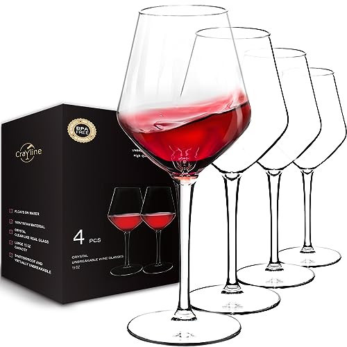 Plastic Wine Glasses Set of 4(15oz) |Unbreakable Wine Glasses with Stem|100% Tritan & BPA Free |Dishwasher Safe| Awesome For Pool, Beach, Travel, Pool, Camping, Beach, Picnic, Everyday Use. | Amazon (US)