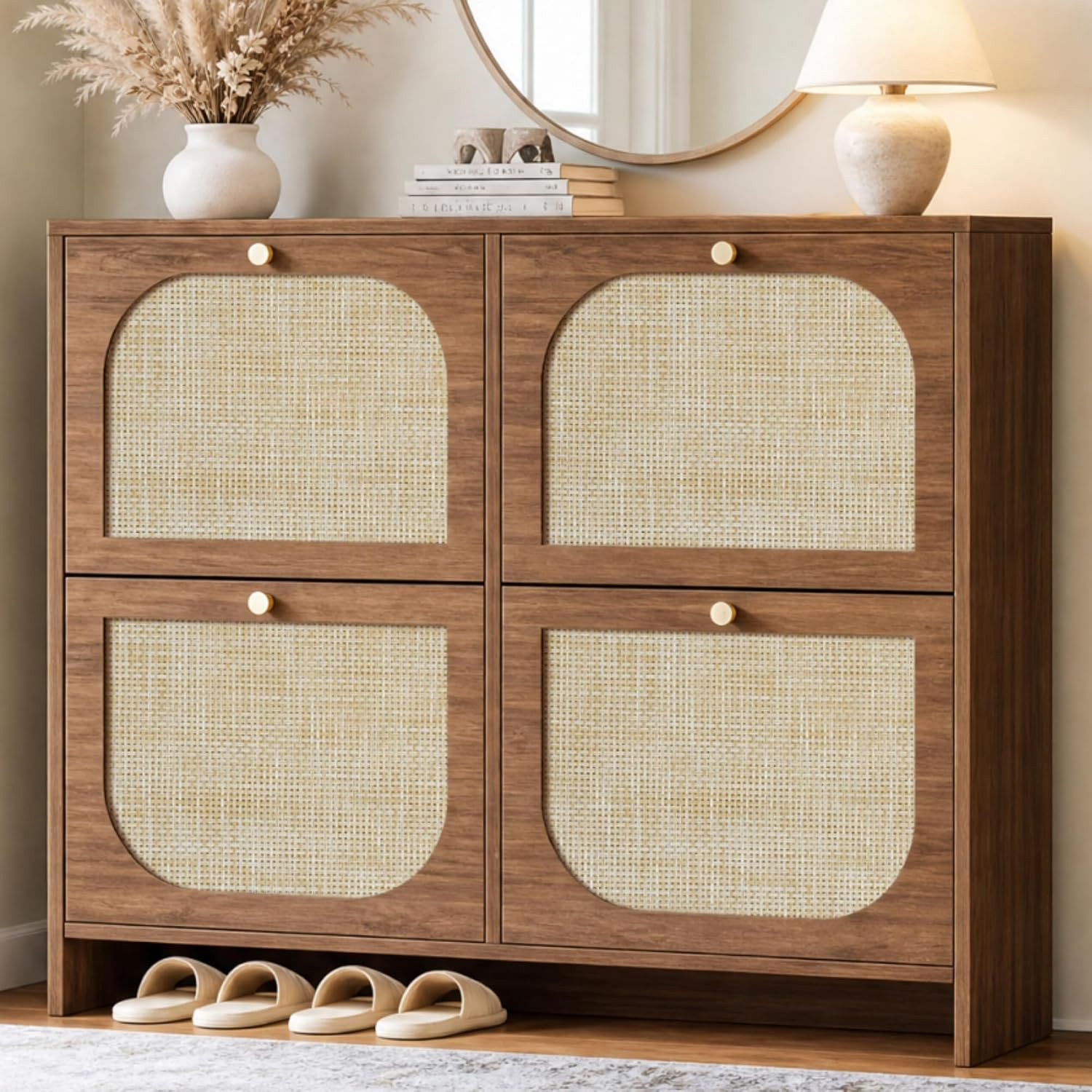 Nicetree Shoe Cabinet Storage for Entryway, Narrow Shoe Organizers with 4 Flip Drawers, Freestanding Large Shoe Rack with 3-Tier Adjustable Shelves for Hallway Entryway Foyer | Amazon (US)