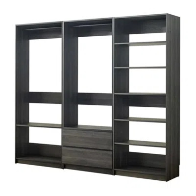 Gray Freestanding Walk in Wood Closet System for Contemporary Closet Room Styling | Wayfair North America