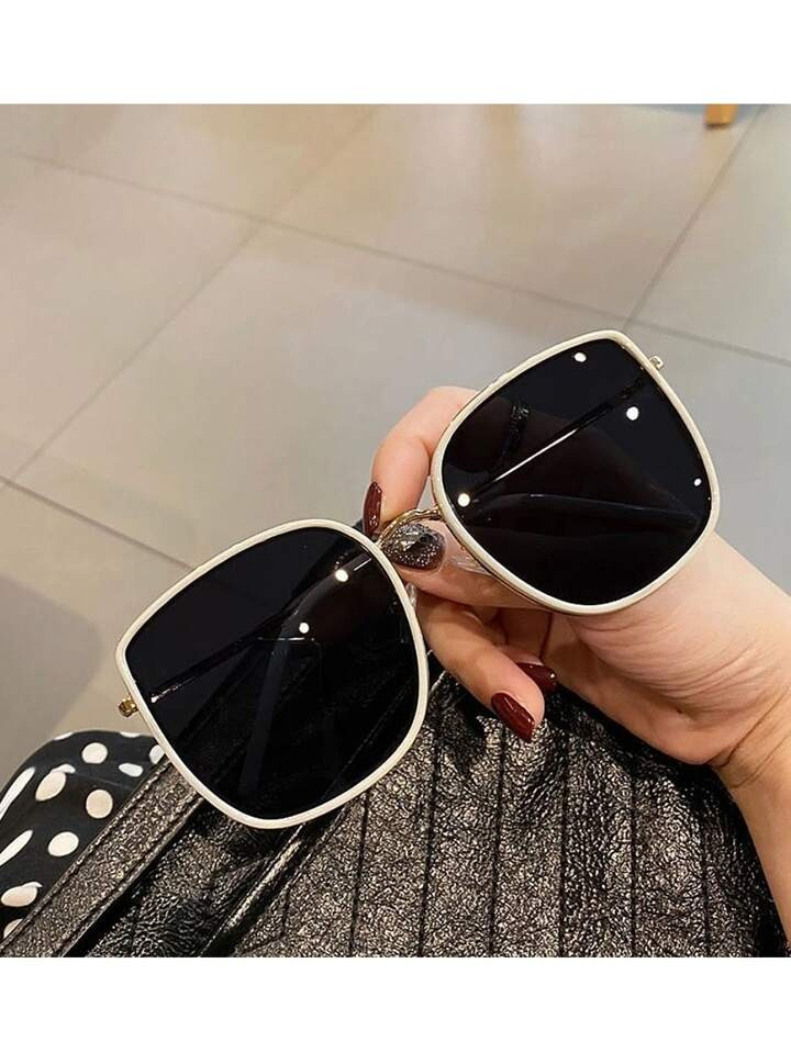 Oversized modeling sunglasses women unisex White Large frame square sun glasses | SHEIN