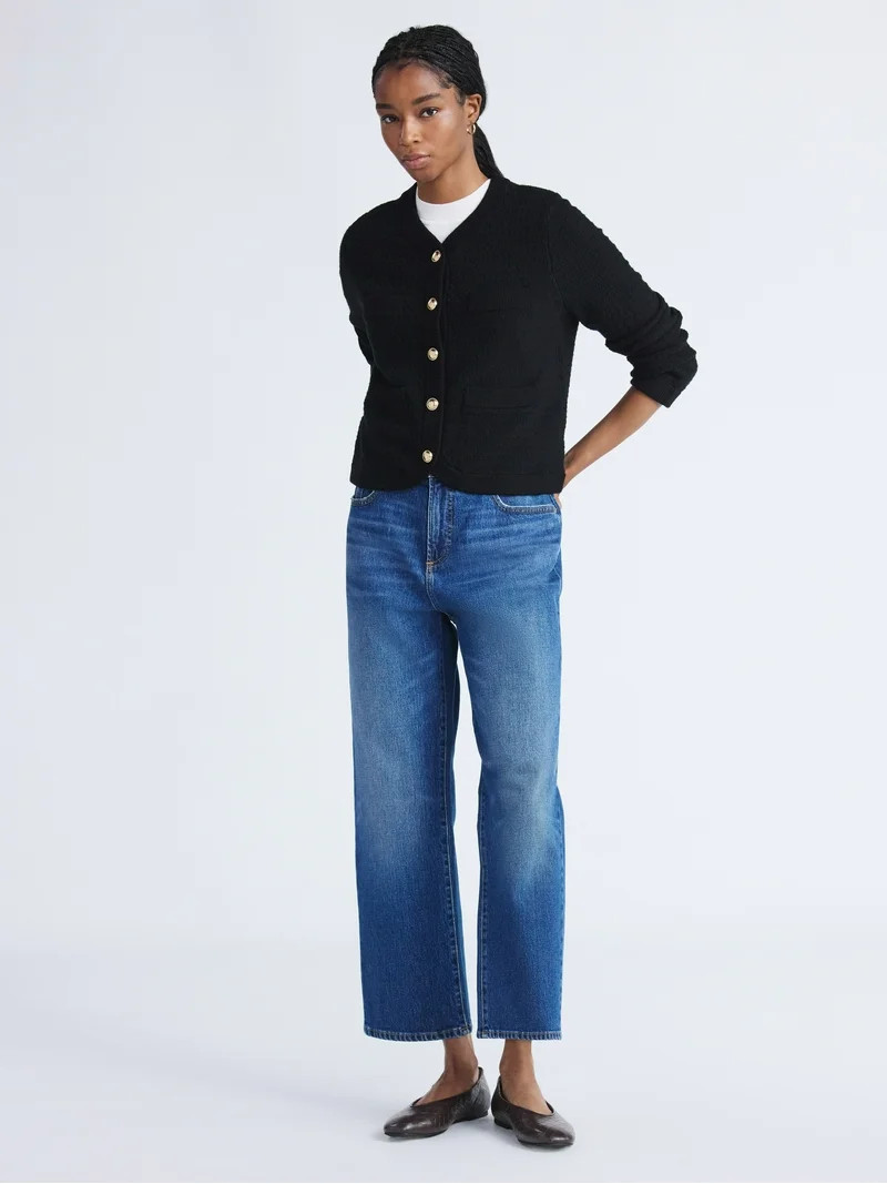 Free Assembly Women's and Women's Plus Textured Cardigan Sweater with Welt Pockets, Lightweight, ... | Walmart (US)