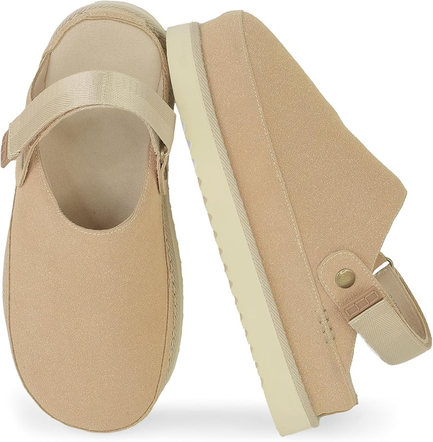 Genuine Suede Clogs for Women - Memory Foam Platform Clogs Lightweight Womens Clog & Mules Golden... | Amazon (US)