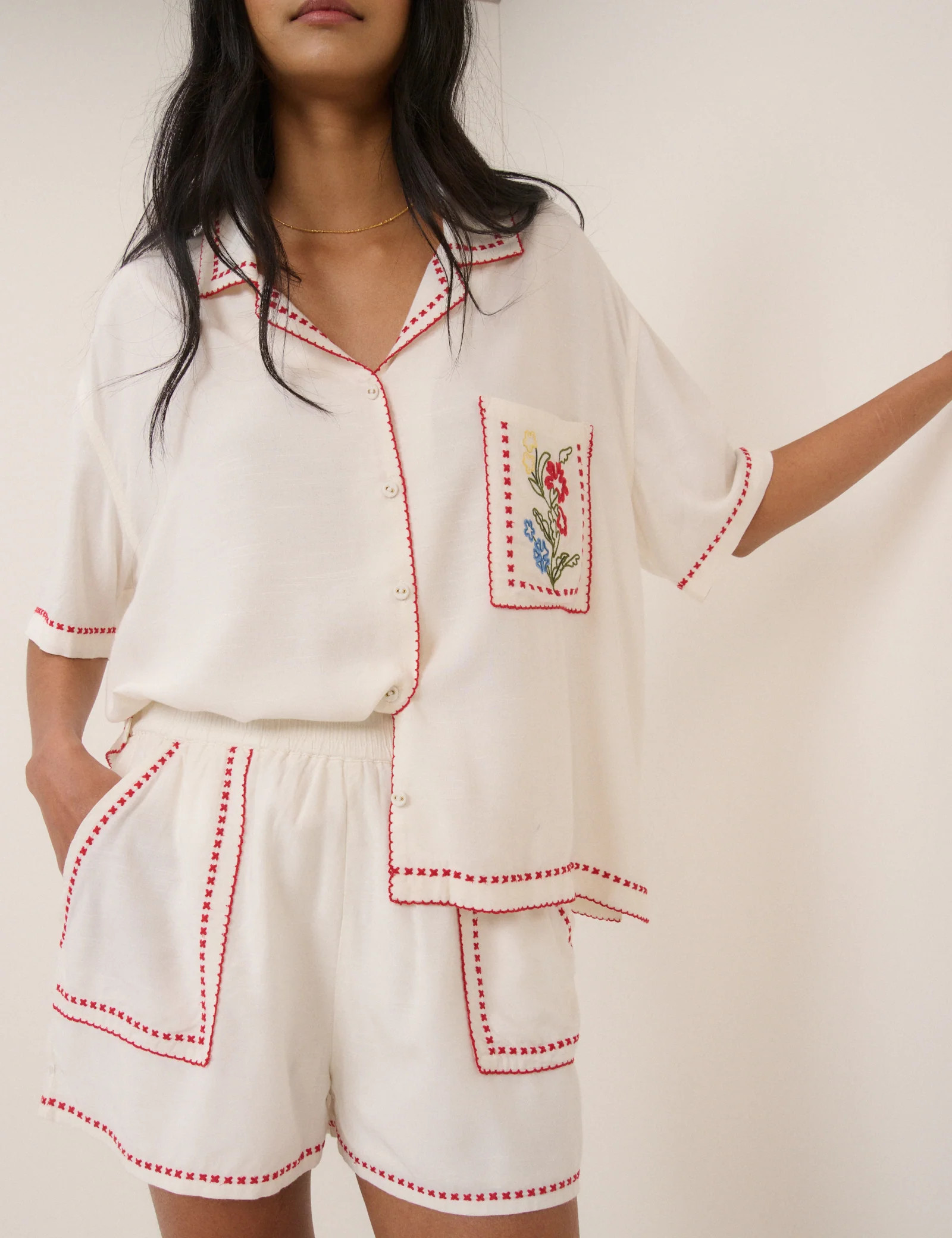 White Embroidered Shorts | Nobody's Child