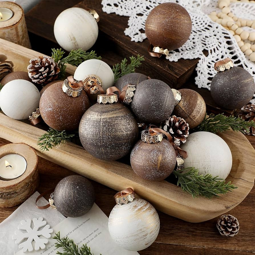 Yunlly 18 Pcs Textured Christmas Ball Ornaments 2.36'' 2.76'' 3.15'' Neutral Copper Ornament Mode... | Amazon (US)