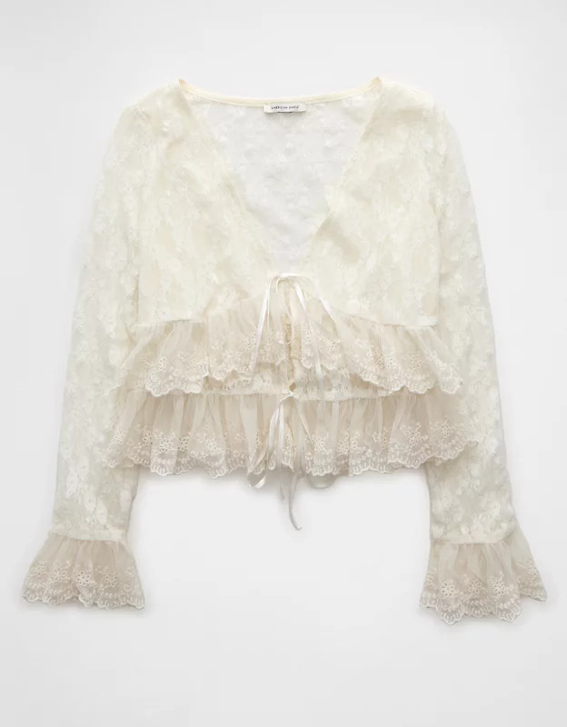 AE Lace Ruffle Blouse | American Eagle Outfitters (US & CA)