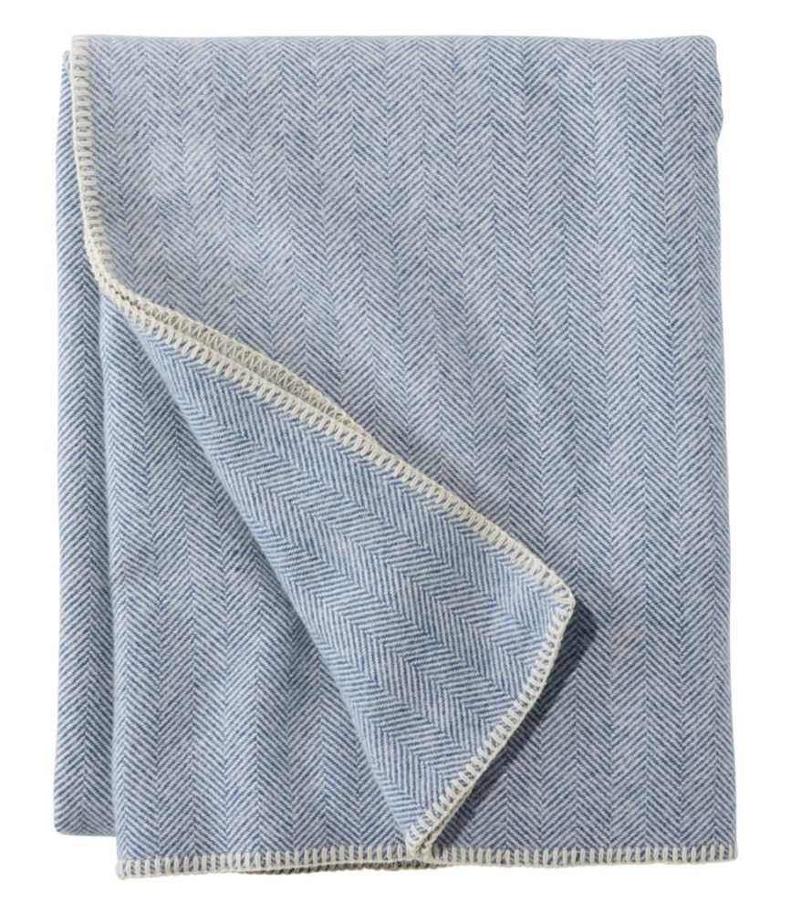 Washable Wool Blanket, Herringbone Blue/Cream L.L.Bean | L.L. Bean