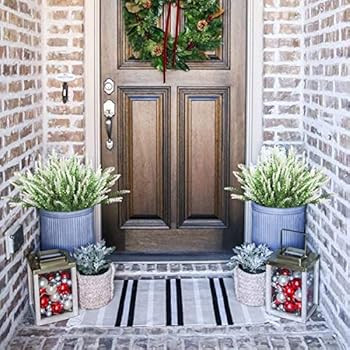 Rinlong Artificial Lavender Outdoor Plants UV Resistant White Faux Fake Flowers Plastic Greenery ... | Amazon (US)