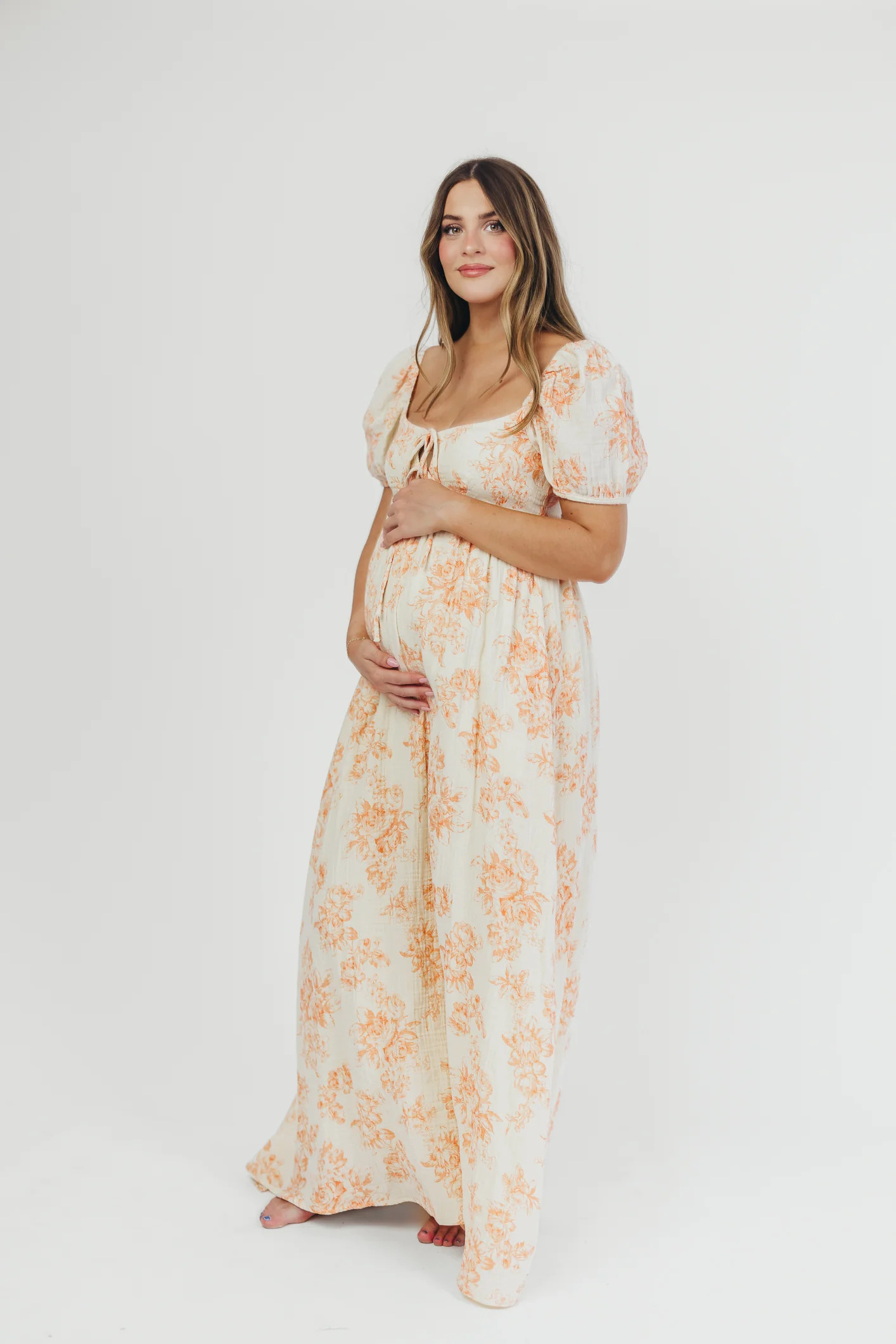 Haven 100% Cotton Tie Front Maxi Dress in Sherbert | Worth Collective