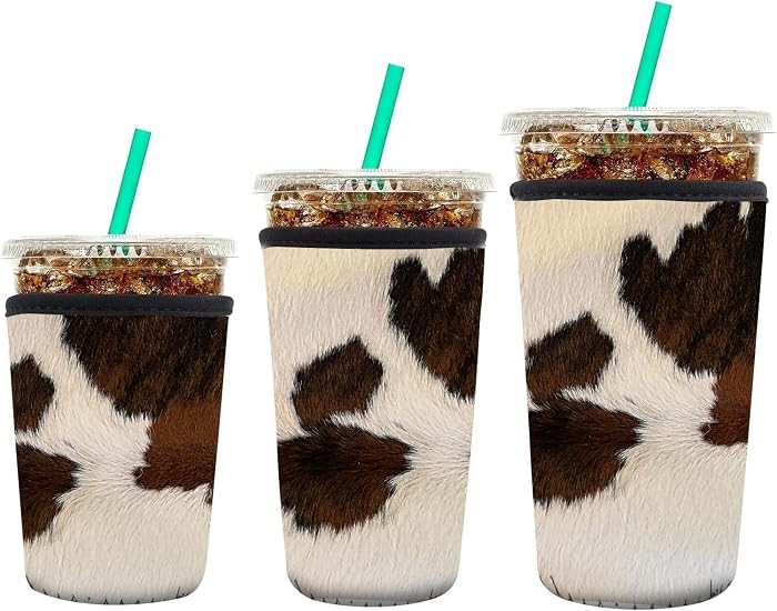 3 Pack Reusable Neoprene Insulator Sleeve for Iced Coffee Cups, Funny Coffee Cup Sleeves for 16-3... | Amazon (US)