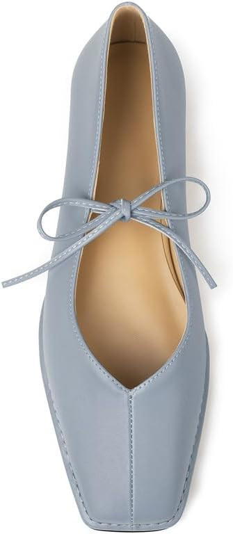 Square Toe Ballet Flats for Women Lace Up Blanket Stitch Sole Sewing Shoes Comfortable Casual Mar... | Amazon (US)