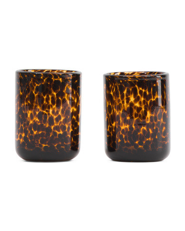 Set Of 2 Leopard Double Old Fashioned Glasses | TJ Maxx