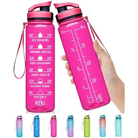 Elvira 32oz Motivational Fitness Sports Water Bottle with Time Marker & Removable Strainer,Fast F... | Amazon (US)