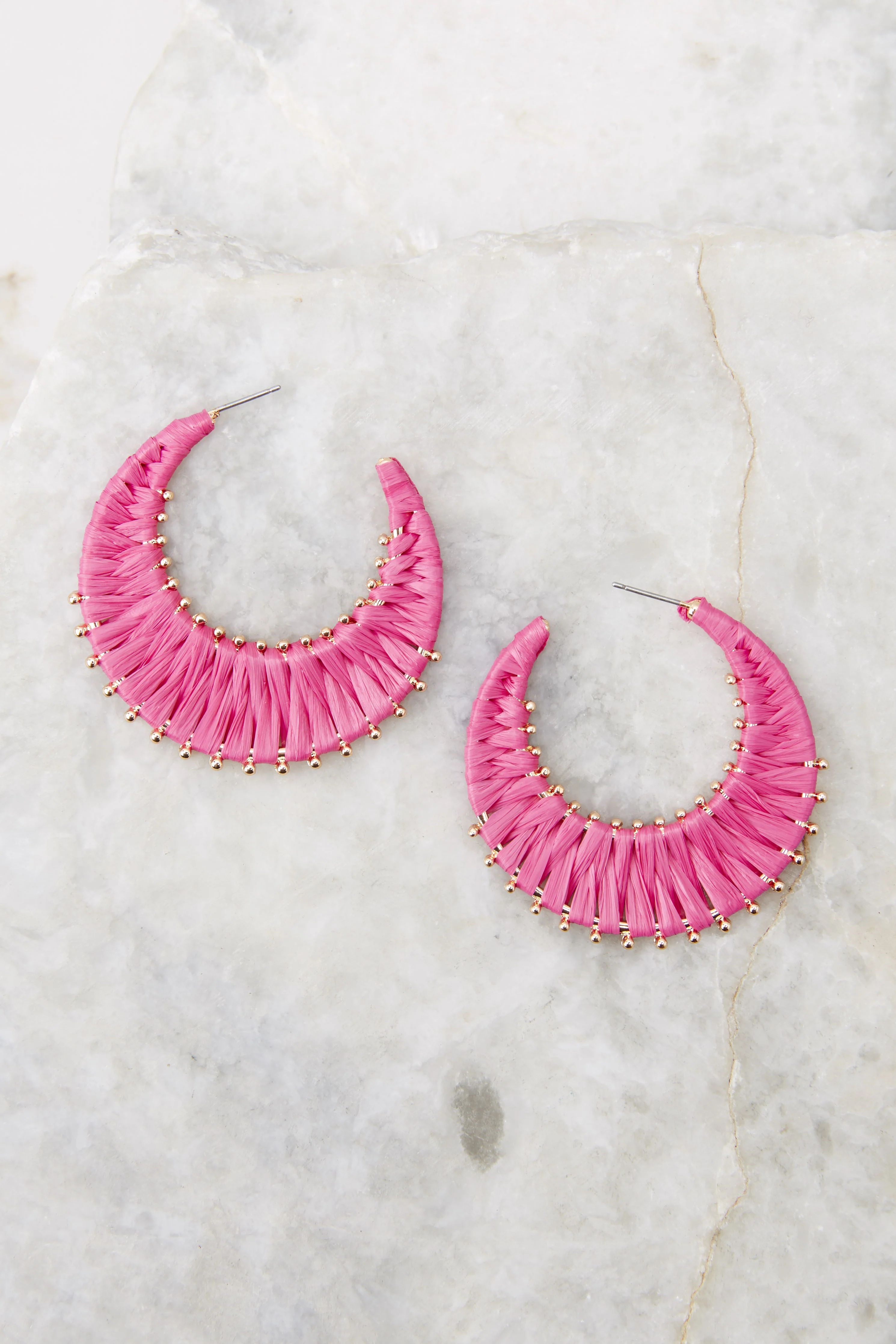Decide The Vibe Hot Pink Earrings | Red Dress 