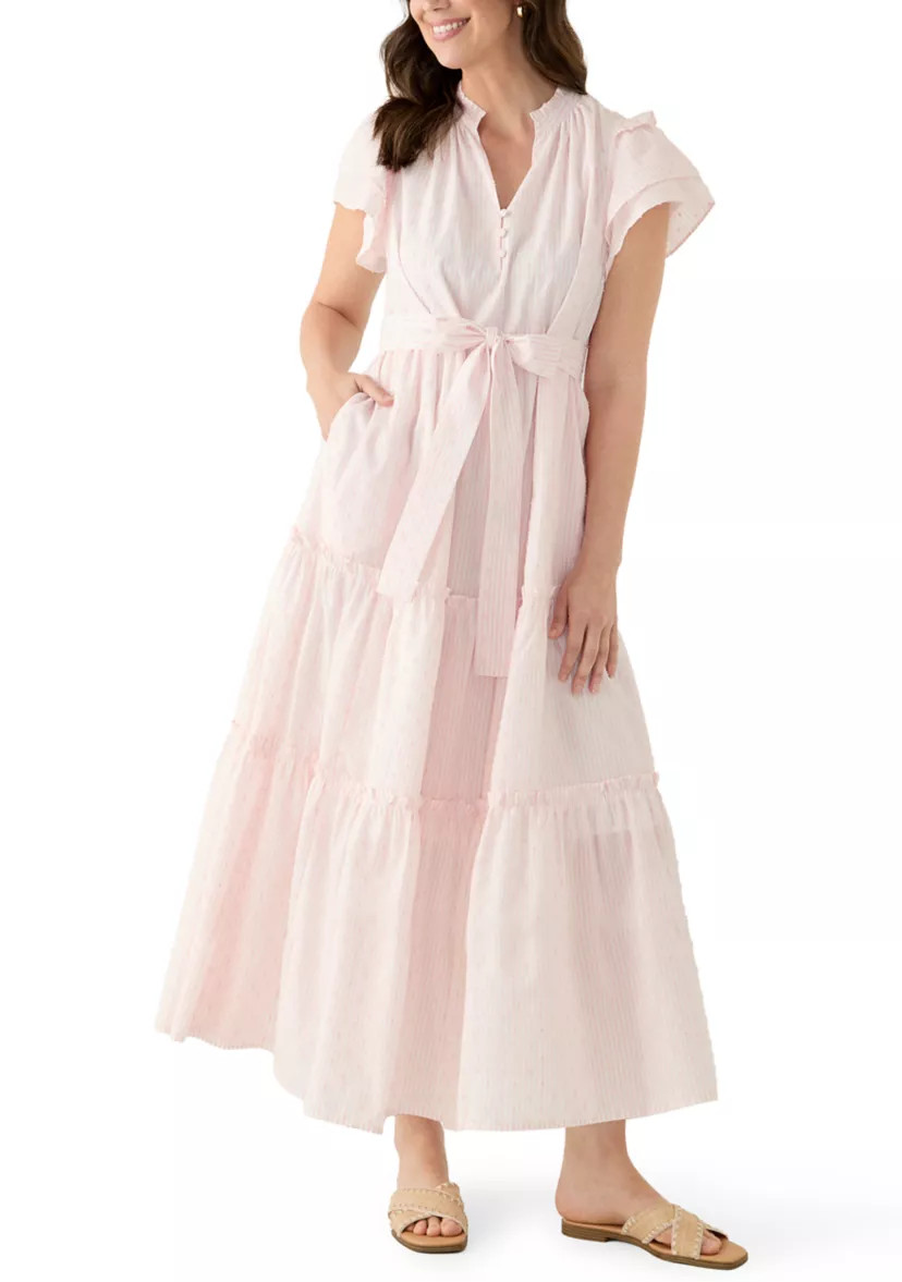 Women's Flutter Sleeve Belted Maxi Dress | Belk