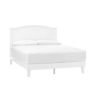 Colemont White Wood King Bed with Curved Headboard (78 in. W x 48 in. H) | The Home Depot