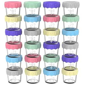24-Pack Baby Food Storage Containers, 4 Oz Glass Baby Food Jars with Leak-proof Silicone Ring and... | Amazon (US)