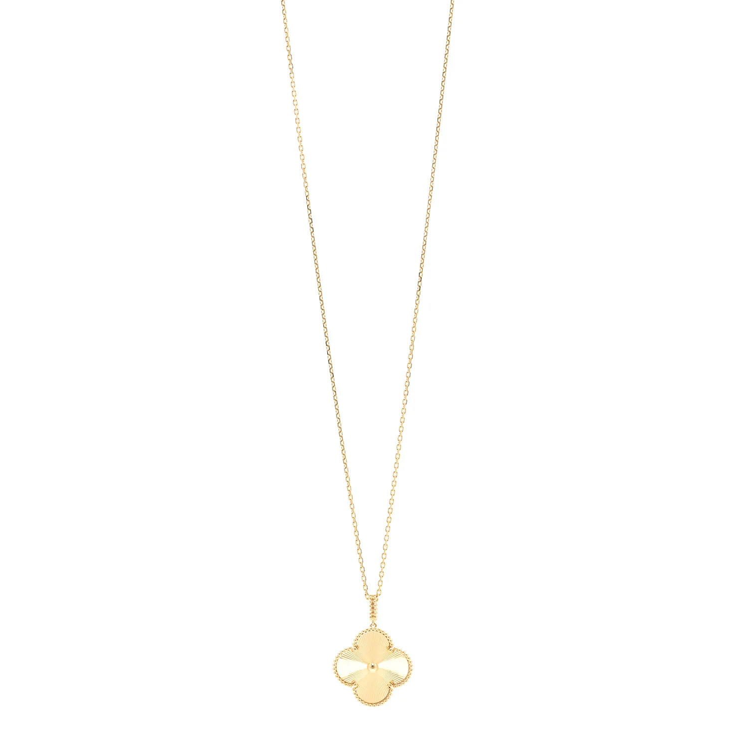 18K Yellow Gold Guilloche Magic Alhambra Long Necklace | FASHIONPHILE (US)