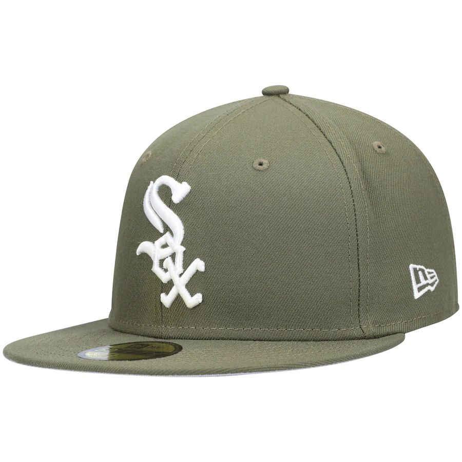 Chicago White Sox New Era White Logo 59FIFTY Fitted Hat - Olive | Lids