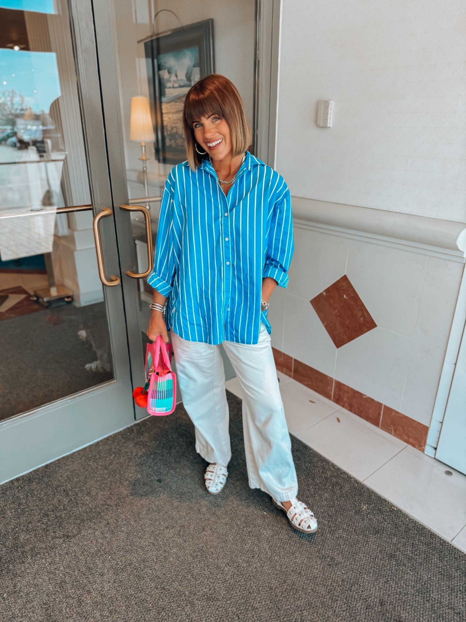 That Friday Feeling!! 💙🎀💛💜💕🩵 

Shirt/  xs tts in aerie 
Pants/ xs tts in aerie 
Shoes/ 8 tts

Aerie 
Aerie real 
Button down shirt 
Wide leg pants 
Kate spade
Spring outfit 
Summer outfit 
Spring break 

#LTKShoeCrush #LTKItBag #LTKSaleAlert