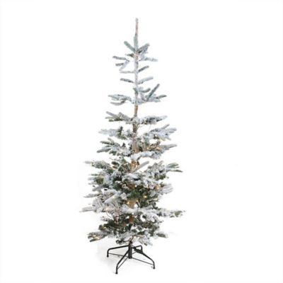Northlight 6.5-Foot Flocked Artificial Christmas Tree in White with Clear LED Lights | Bed Bath & Beyond