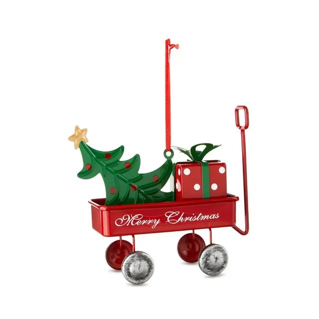 Red Metal Wagon Christmas Ornament, 0.12 lb, by Holiday Time | Walmart (US)