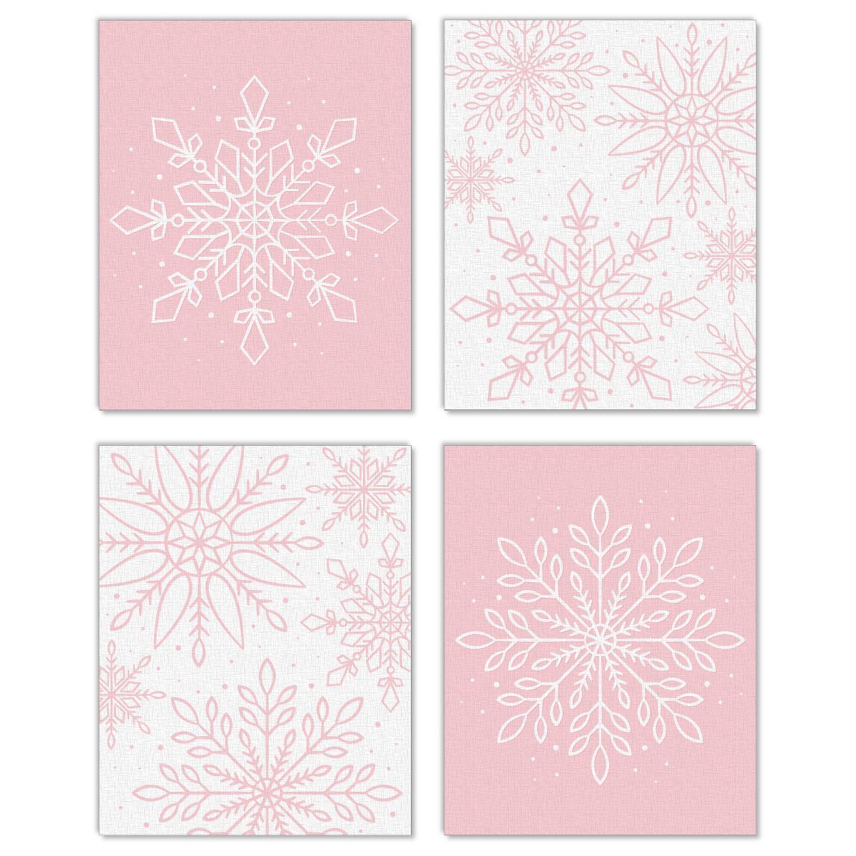 Big Dot of Happiness Pink Winter Wonderland - Unframed Holiday Snowflake Linen Paper Wall Art - S... | Target
