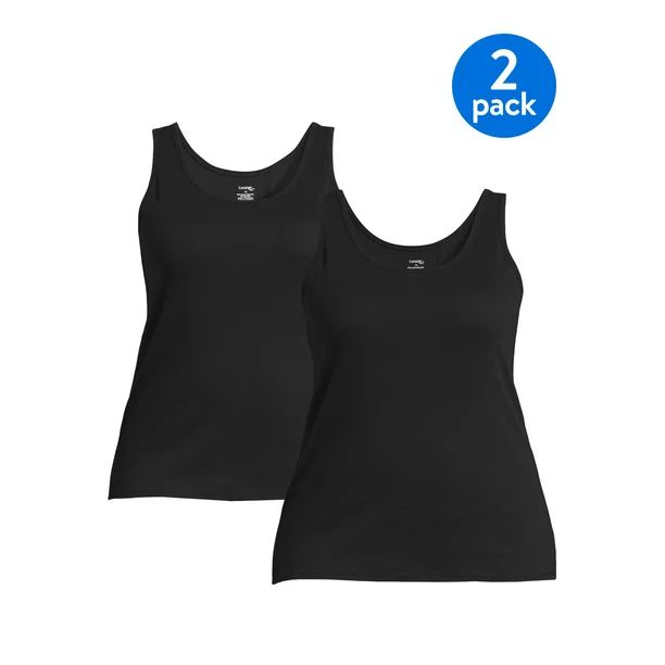 George Women's Plus Size Basic Rib Tank Tops, 2-Pack | Walmart (US)